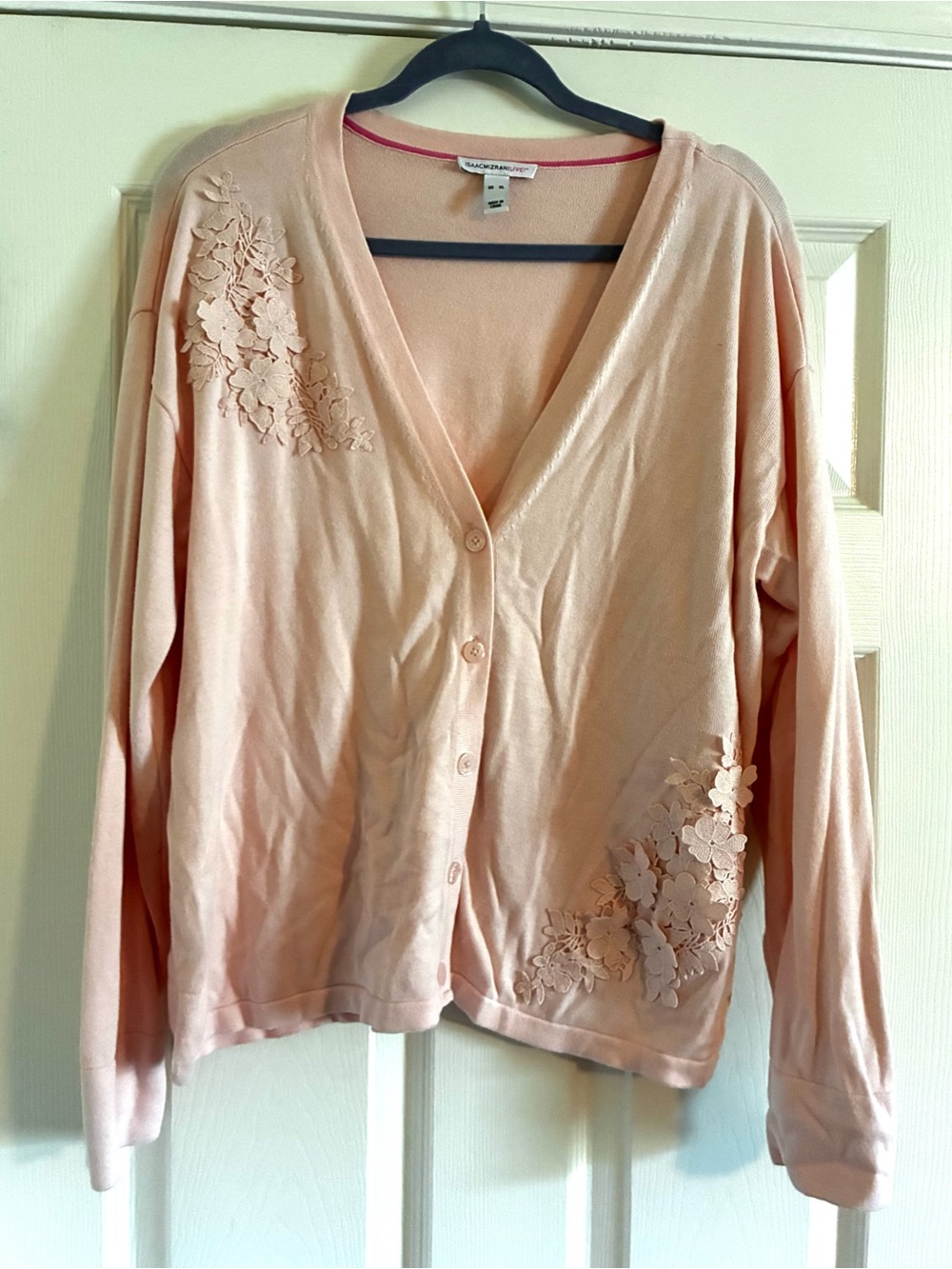 Isaac Mizrahi Button Front Cardigan with Lace